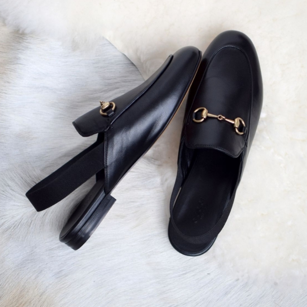 Gucci Leather Horsebit Slingback, Size 35.5